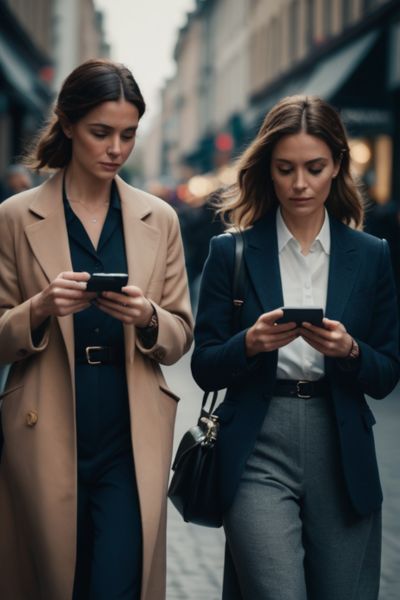 Mulheres usando celular